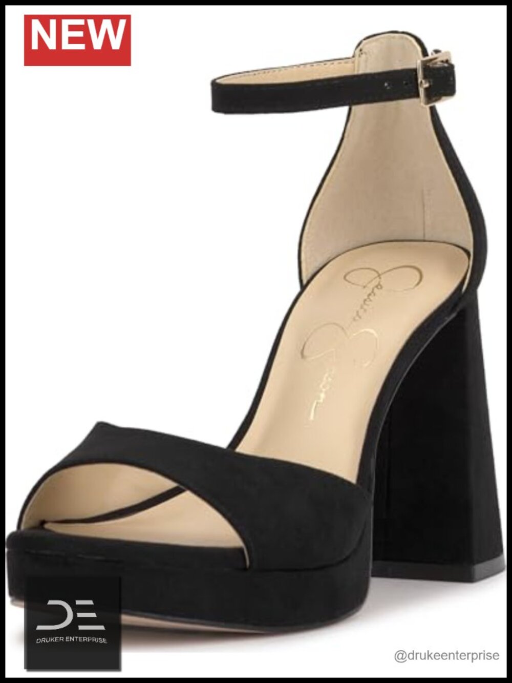 Faux Suede Block Heel Platform Sandals with Open Toe and Ankle Strap